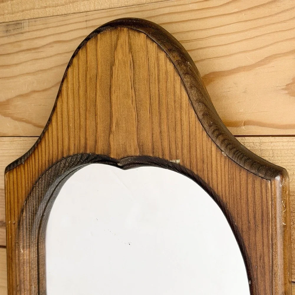 Mirror Mid Century Modern‎ With Shelf and Bird Carving Arch 70's Retro Wall Art